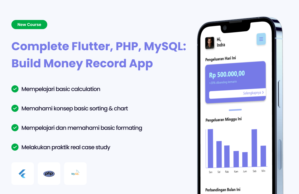 Kelas Complete Flutter, PHP, MySQL: Build Money Record App di BuildWithAngga